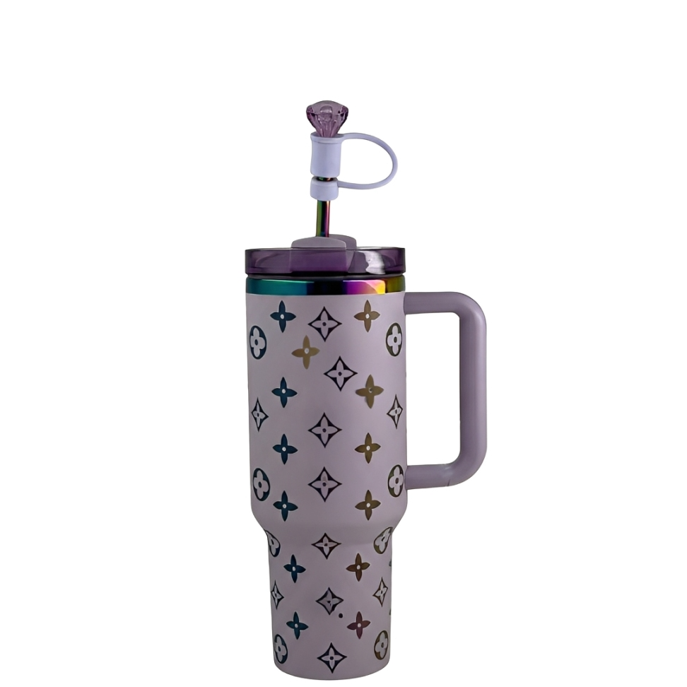 40oz (1.18L) Luxury Tumbler Lilac Thermal Cup with Colorful details