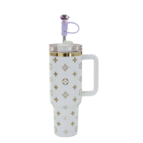 40oz (1.18L) Luxury Tumbler + Straw Topper – White